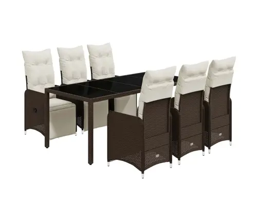 7-Daļīgs Bistro Mēbeļu Komplekts, Matrači, Brūna Pe Vidaxl