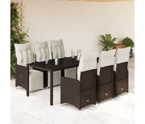 7-Daļīgs Bistro Mēbeļu Komplekts, Matrači, Brūna Pe Vidaxl