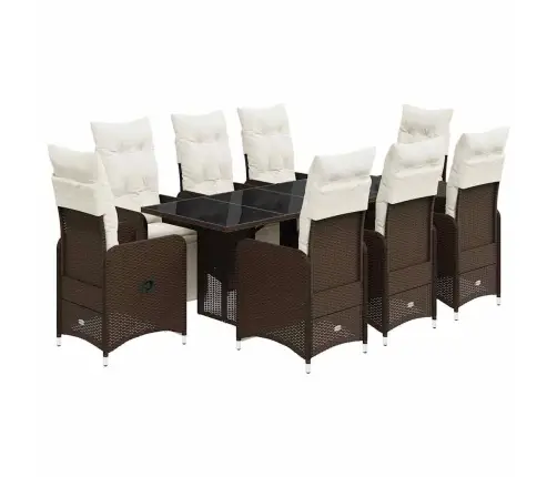 9-Osaline Aia Bistrookomplekt Patjadega, Pruun, Polürotang