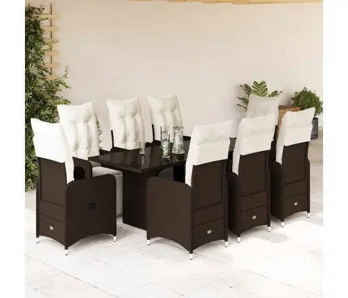 9-Osaline Aia Bistrookomplekt Patjadega, Pruun, Polürotang