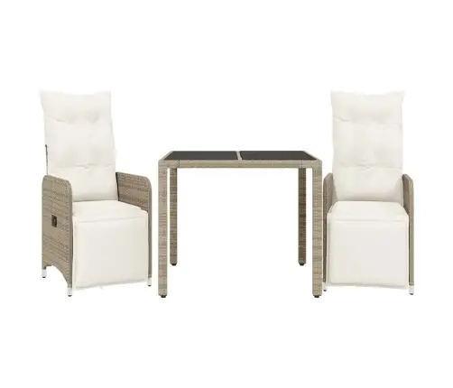 3-Daļīgs Bistro Mēbeļu Komplekts Ar Matračiem, Pe Rotangpalma Vidaxl