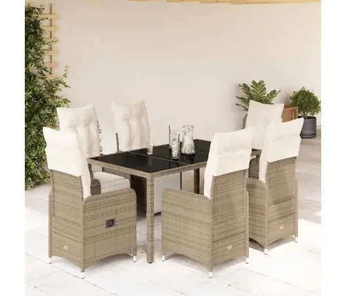 7-Daļīgs Bistro Mēbeļu Komplekts, Matrači, Brūna Pe Vidaxl