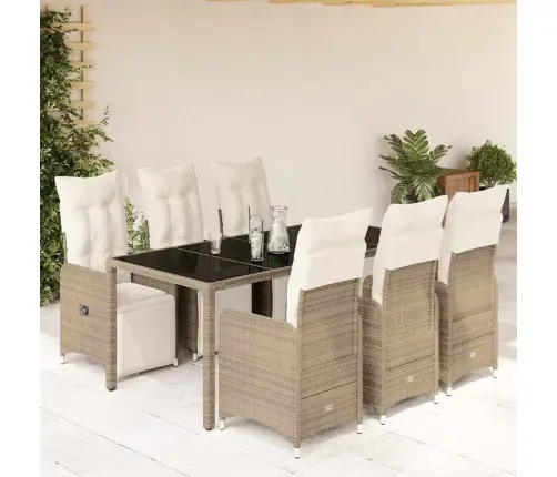 7-Daļīgs Bistro Mēbeļu Komplekts, Matrači, Brūna Pe Vidaxl