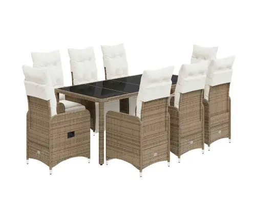 9-Osaline Aia Bistrookomplekt Patjadega, Pruun, Polürotang