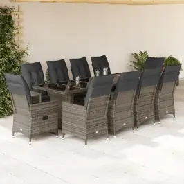 11-Daļīgs Bistro Mēbeļu Komplekts, Matrači, Pelēks Pe Vidaxl