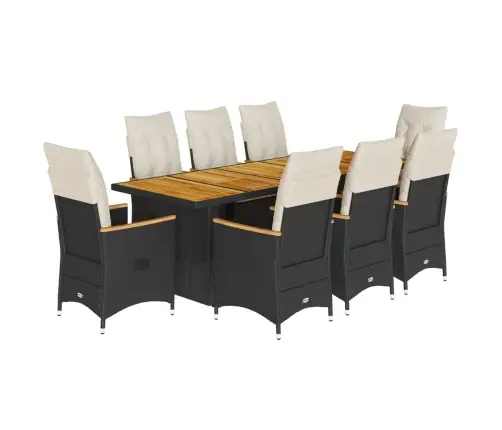 9-Osaline Aia Bistrookomplekt Patjadega, Must, Polürotang