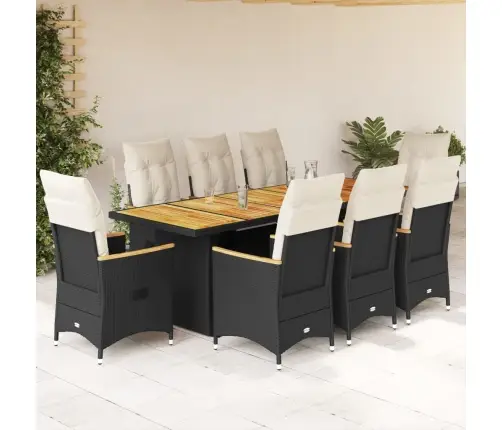 9-Osaline Aia Bistrookomplekt Patjadega, Must, Polürotang