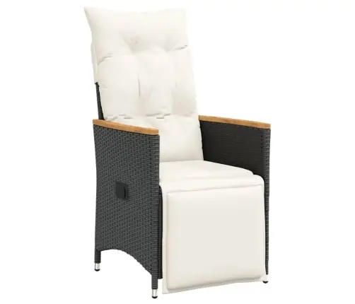 11Daļīgs Bistro Mēbeļu Komplekts, Matrači, Melna Pe Rotangpalma Vidaxl