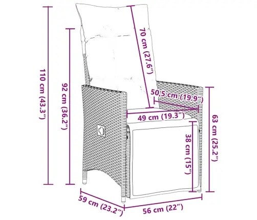 9-Osaline Aia Bistrookomplekt Patjadega, Hall, Polürotang