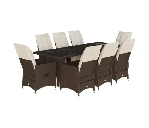 9-Osaline Aia Bistrookomplekt Patjadega, Pruun, Polürotang