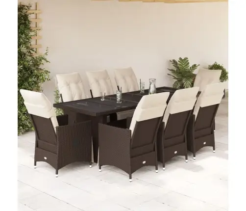 9-Osaline Aia Bistrookomplekt Patjadega, Pruun, Polürotang