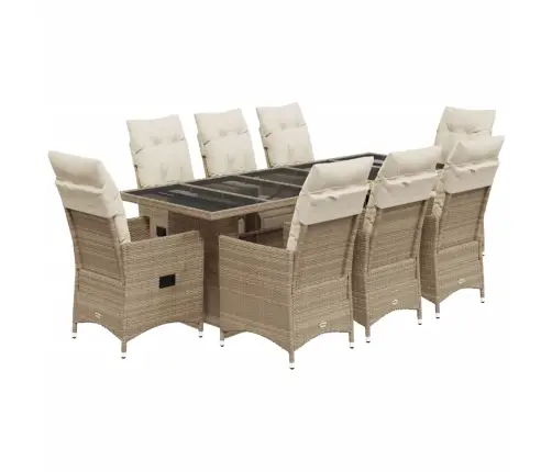 9-Osaline Aia Bistrookomplekt Patjadega, Beež, Polürotang