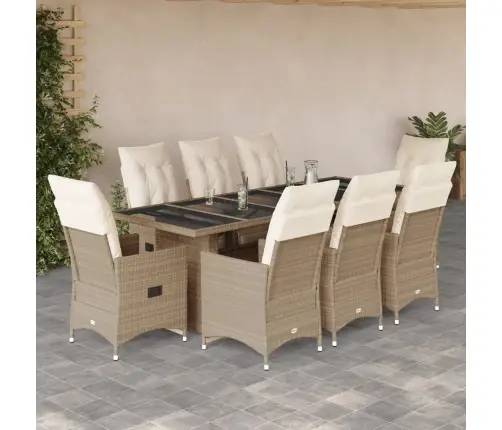 9-Osaline Aia Bistrookomplekt Patjadega, Beež, Polürotang