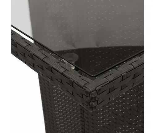 11Daļīgs Bistro Mēbeļu Komplekts, Matrači, Melna Pe Rotangpalma Vidaxl