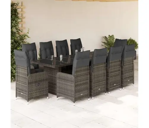 11-Daļīgs Bistro Mēbeļu Komplekts, Matrači, Pelēks Pe Vidaxl