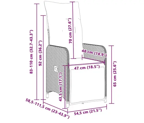 9-Daļīgs Bistro Mēbeļu Komplekts, Matrači, Bēša Pe Rotangpalma Vidaxl