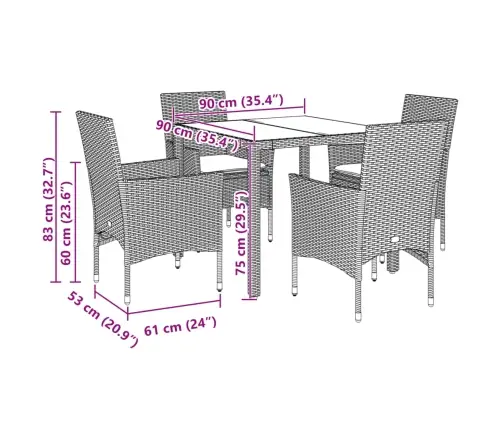 Sodo Komplektas, 5 Dalių, Juodas, Poliratanas Ir Stiklas