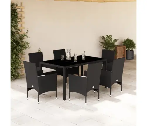 Sodo Komplektas, 7 Dalių, Juodas, Poliratanas Ir Akacija