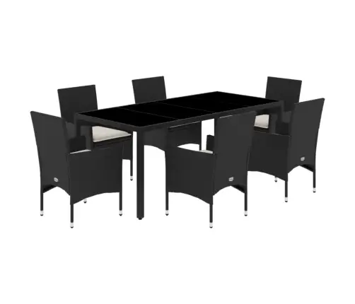 7-Daļīgs Dārza Mēbeļu Komplekts, Matrači, Melna Pe Rotangpalma Vidaxl