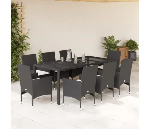 Sodo Komplektas, 9 Dalių, Juodas, Poliratanas Ir Stiklas