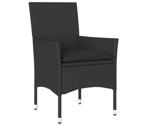 3-Osaline Aiamööbli Komplekt Patjadega, Must, Polürotang/Klaas