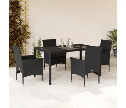 5-Daļīgs Dārza Mēbeļu Komplekts, Matrači, Melna Pe Rotangpalma Vidaxl