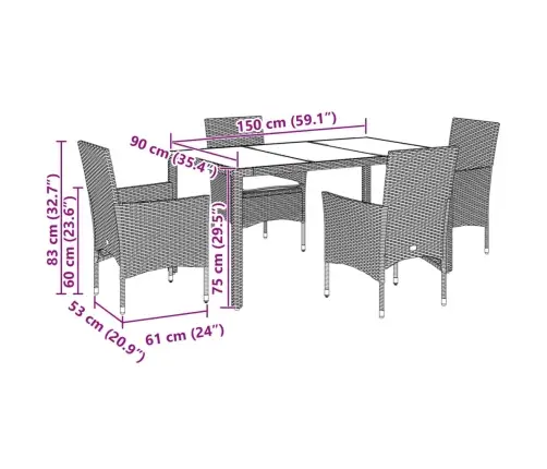 7-Daļīgs Dārza Mēbeļu Komplekts, Matrači, Melna Pe Rotangpalma Vidaxl