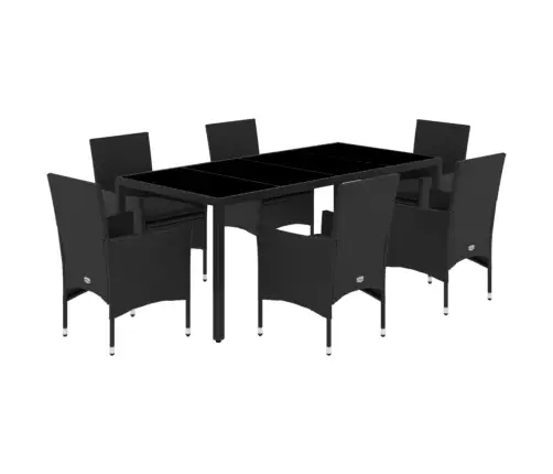 7-Daļīgs Dārza Mēbeļu Komplekts, Matrači, Melna Pe Rotangpalma Vidaxl