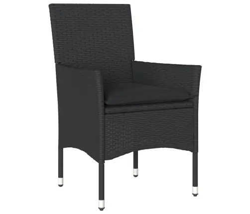 9-Osaline Aiamööbli Komplekt Patjadega, Must, Polürotang/Klaas