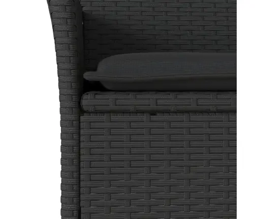 9-Osaline Aiamööbli Komplekt Patjadega, Must, Polürotang/Klaas