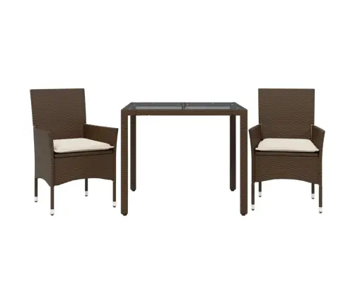 Sodo Komplektas, 3 Dalių, Rudas, Poliratanas Ir Stiklas