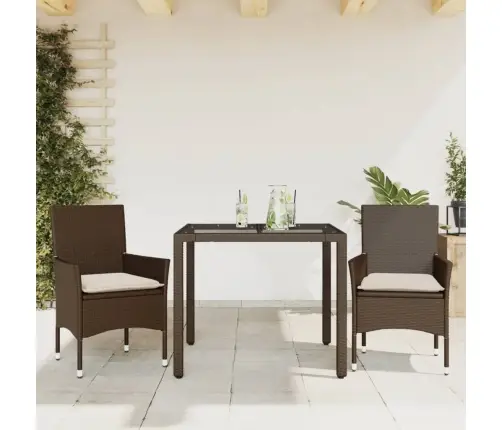 Sodo Komplektas, 3 Dalių, Rudas, Poliratanas Ir Stiklas