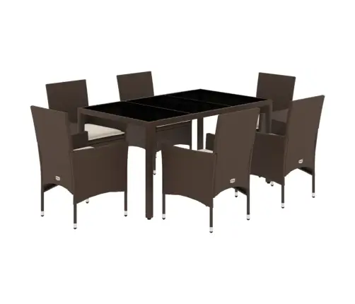 Sodo Komplektas, 7 Dalių, Rudas, Poliratanas Ir Stiklas