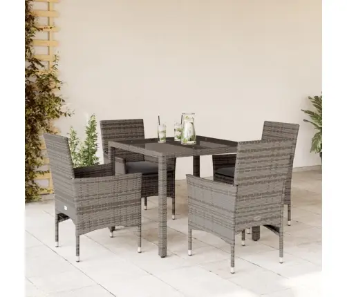 Sodo Komplektas, 5 Dalių, Pilkas, Poliratanas Ir Stiklas