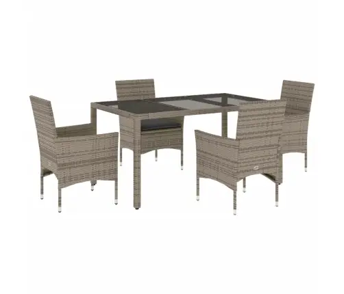 Sodo Komplektas, 5 Dalių, Pilkas, Poliratanas Ir Stiklas