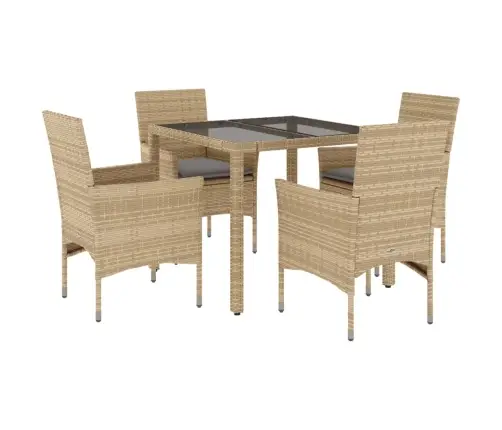 5-Daļīgs Dārza Mēbeļu Komplekts, Matrači, Bēša Pe Rotangpalma Vidaxl