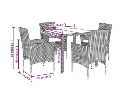 5-Daļīgs Dārza Mēbeļu Komplekts, Matrači, Bēša Pe Rotangpalma Vidaxl