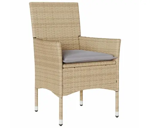 7-Daļīgs Dārza Mēbeļu Komplekts, Matrači, Bēša Pe Rotangpalma Vidaxl