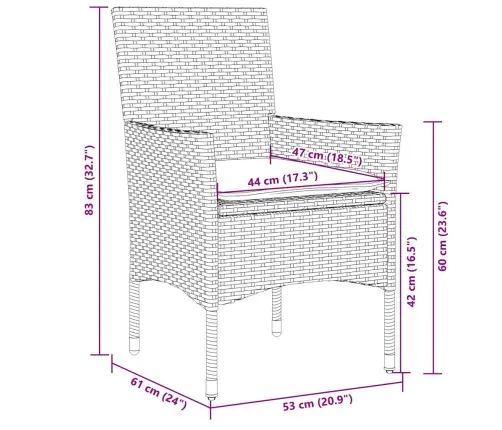 9-Daļīgs Dārza Mēbeļu Komplekts, Matrači, Bēša Pe Rotangpalma Vidaxl