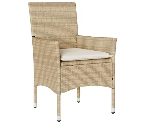 5-Daļīgs Dārza Mēbeļu Komplekts, Matrači, Bēša Pe Rotangpalma Vidaxl