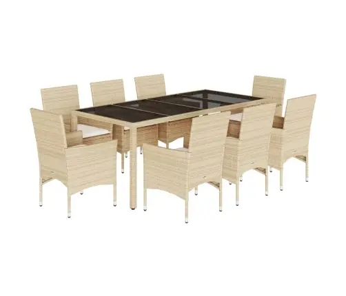 Sodo Komplektas, 9 Dalių, Smėlio, Poliratanas Ir Stiklas