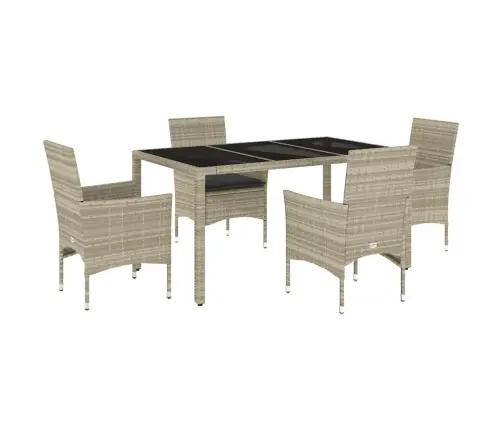 Sodo Komplektas, 5 Dalių, Šviesiai Pilkas, Poliratanas/Stiklas