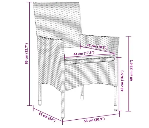 Sodo Komplektas, 9 Dalių, Šviesiai Pilkas, Poliratanas/Stiklas