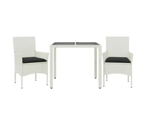 Sodo Komplektas, 3 Dalių, Baltas, Poliratanas Ir Stiklas