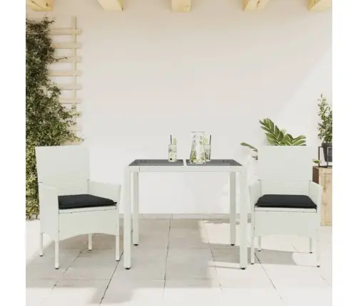 Sodo Komplektas, 3 Dalių, Baltas, Poliratanas Ir Stiklas