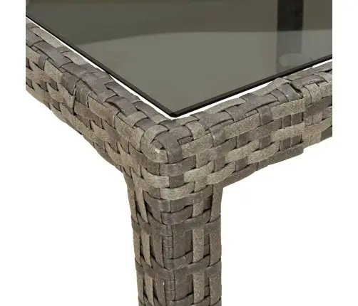 Sodo Komplektas, 9 Dalių, Pilkas, Poliratanas Ir Stiklas