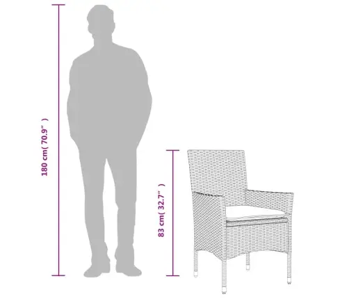 9-Osaline Aiamööbli Komplekt Patjadega, Beež, Polürotang/Klaas