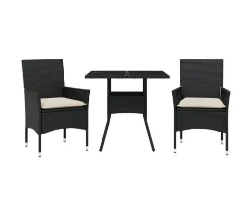 3-Daļīgs Dārza Mēbeļu Komplekts, Matrači, Melna Pe Rotangpalma Vidaxl