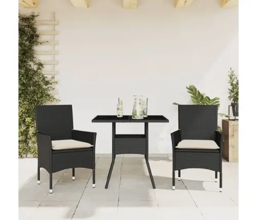 3-Daļīgs Dārza Mēbeļu Komplekts, Matrači, Melna Pe Rotangpalma Vidaxl