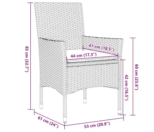 5-Daļīgs Dārza Mēbeļu Komplekts, Matrači, Melna Pe Rotangpalma Vidaxl